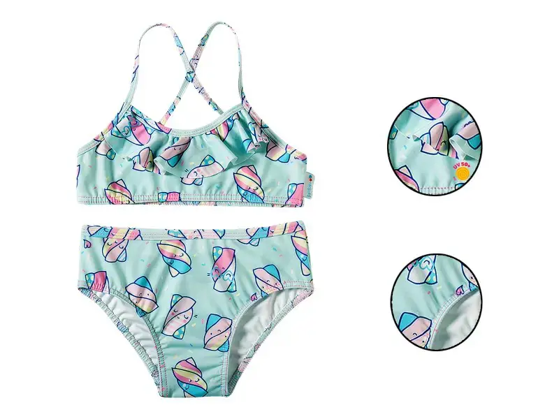 BIQUINI TODDLER COR VERDE AGUA TEMA MARSHMALLOW